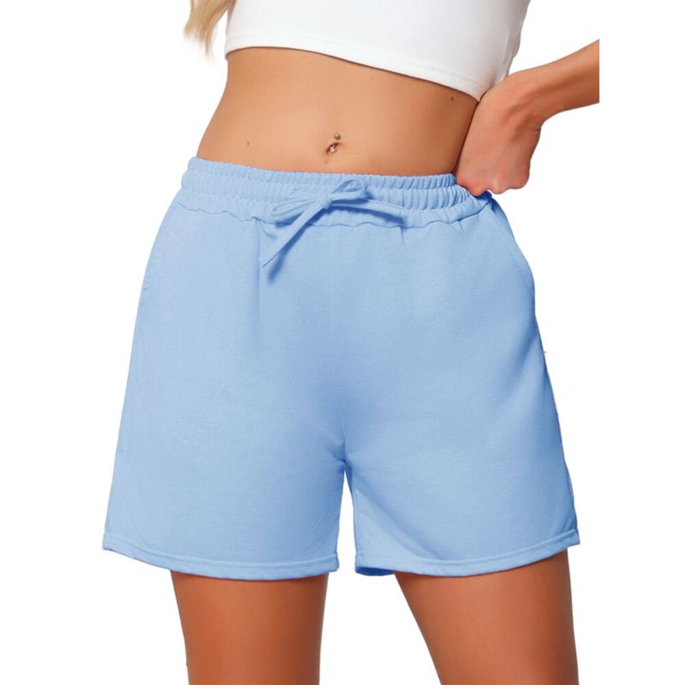 Women Cotton Jersey Knit Adjustable Waist Casual Bottoms Blue